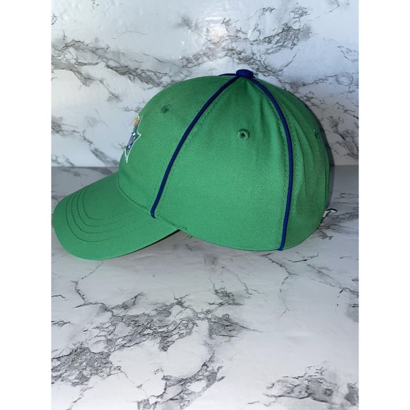 HTT Recycled Sprite Soda Logo Embroidered Blue Piping 6 Panel Fastner Cap Hat - Picture 4 of 12